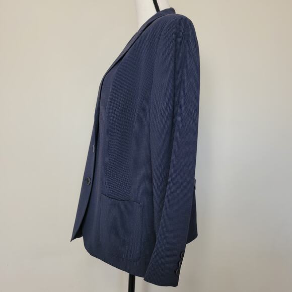 NWT Kate Hill Woman Sz 18W 3 Button Front Blazer Jacket Pockets Navy Blue Pindot - Picture 7 of 16